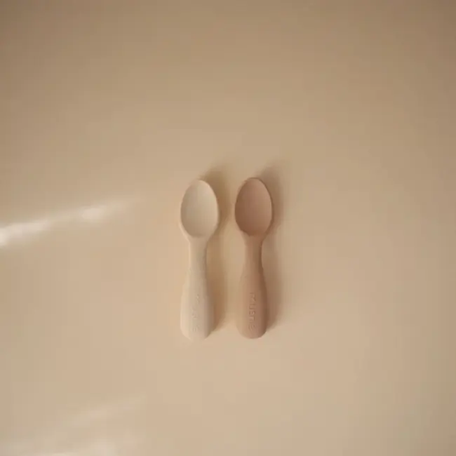 Mushie Silicone Toddler Starter Spoons Natural-Sand