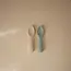 Mushie Silicone Toddler Starter Spoons Cambridge blue - shifting