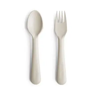 Mushie Mushie vork en lepel ivory