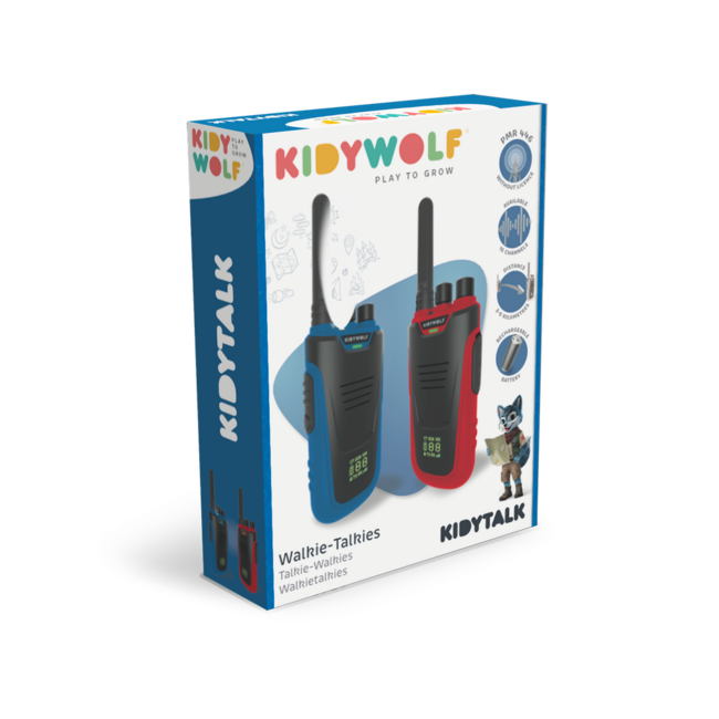 Kidywolf Kidytalk Walkie talkies blauw-rood