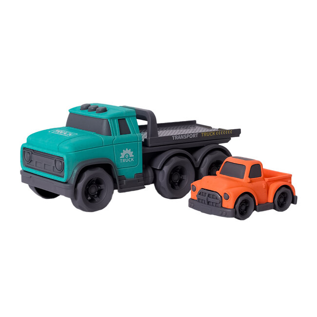 BIOplastic Transportwagen met 1 auto (24 cm) – Duurzaam & Huishoudproof Speelgoed