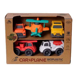 Speelgoedtopdeals BIOplastic Auto en Vliegset 5-delig 2 10,5 cm