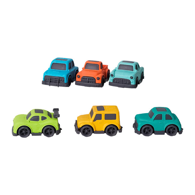 BIOplastic Autoset 6-delig (9,5 cm) – De Ultieme Duurzame Minivloot voor Kleine Handjes