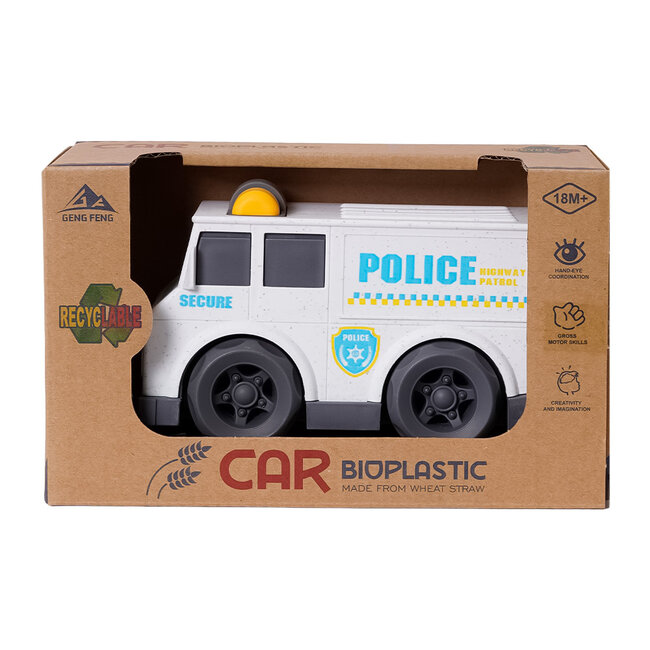 BIOplastic Blokwagen Politiewagen - 15 cm