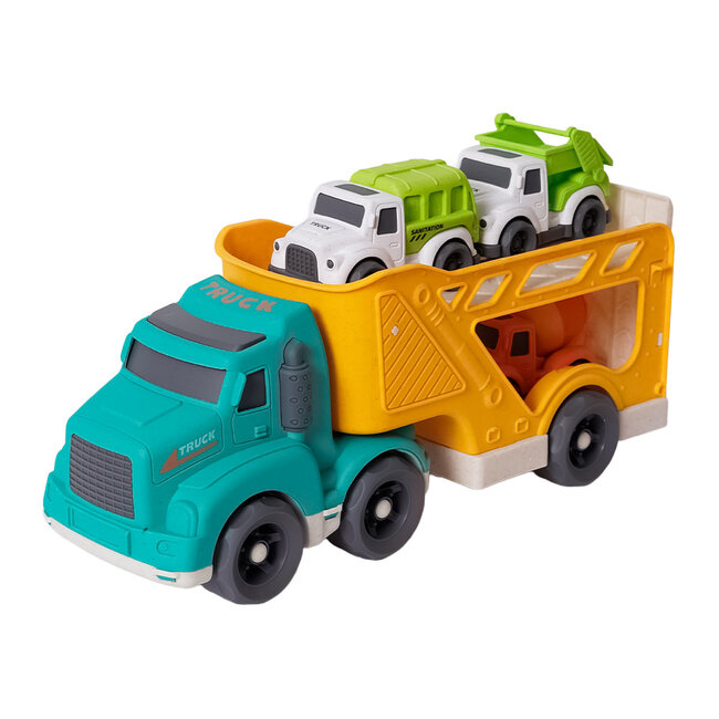 Bioplastic Transportwagen met 3 kleine vrachtwagen