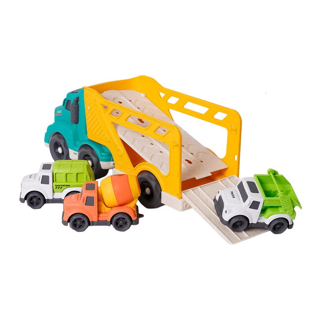 Bioplastic Transportwagen met 3 kleine vrachtwagen