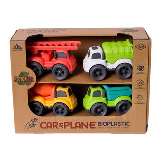 Speelgoedtopdeals Bioplastic Vrachtwagenset 4-delig cartoon - 10.5 cm