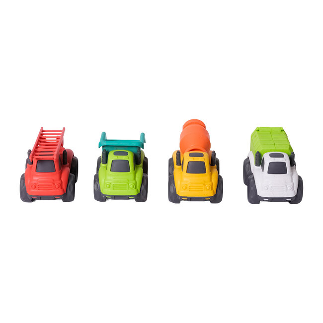 Bioplastic Vrachtwagenset 4-delig cartoon - 10.5 cm