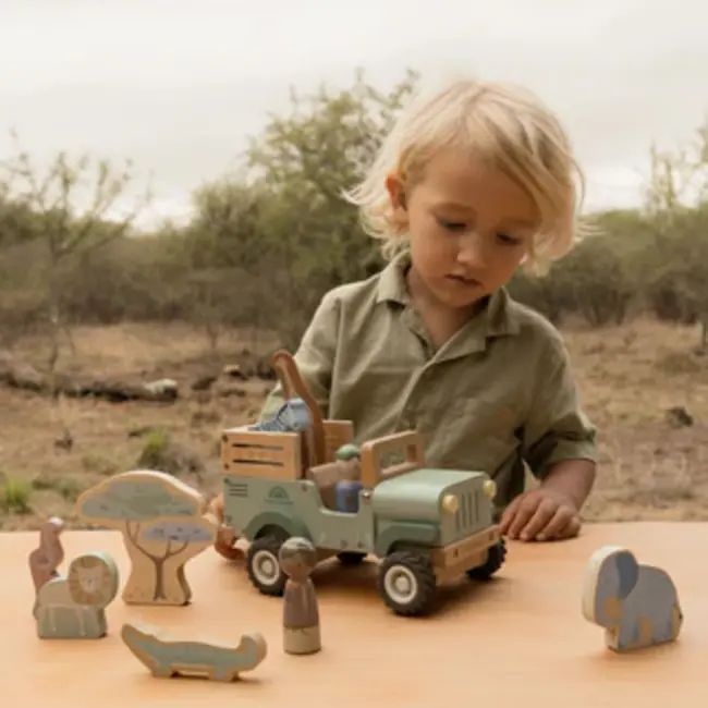 Houten Safari auto met dieren - Safari Friends