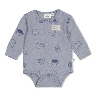 Feetje Feetje , Romper AOP - Breakfast Buddy - Blauw melange