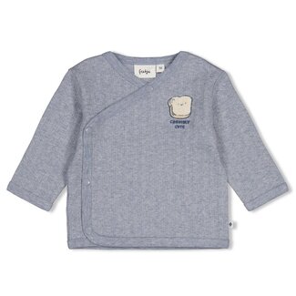 Feetje Feetje , Overslagshirt rib - Breakfast Buddy - Blauw melange