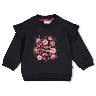 Feetje Feetje , Sweater oversized - Moon Flowers - Antraciet
