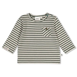 Feetje Feetje , Longsleeve rib met streep - Wiggle and Waddle - Groen