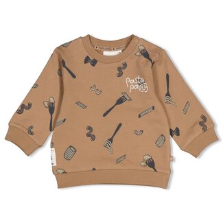 Feetje Feetje , Sweater AOP - Pasta Party - Camel