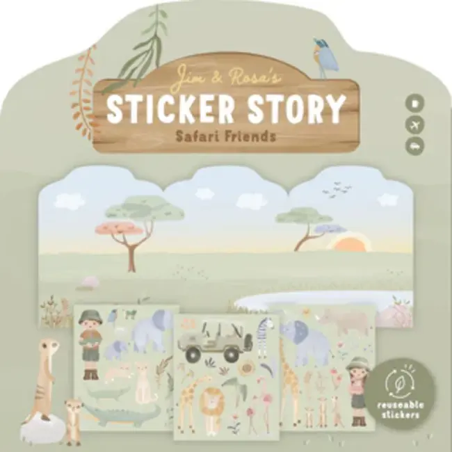 Herbruikbaar stickerboek - Jim en Rosa - Safari Friends
