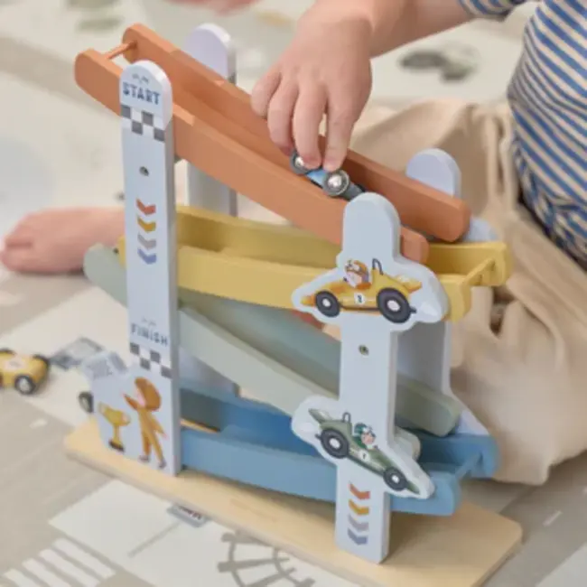 Houten autobaan - blauw