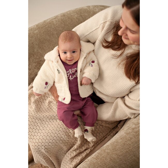 Feetje , Teddy jasje met borduursels - Afternoon Tea - Creme