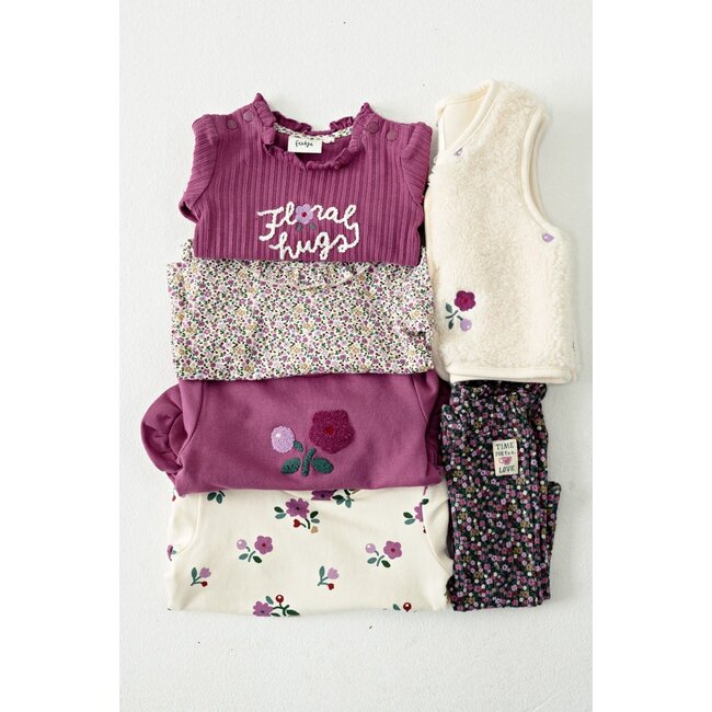 Feetje , Teddy gilet met borduursels - Afternoon Tea - Creme
