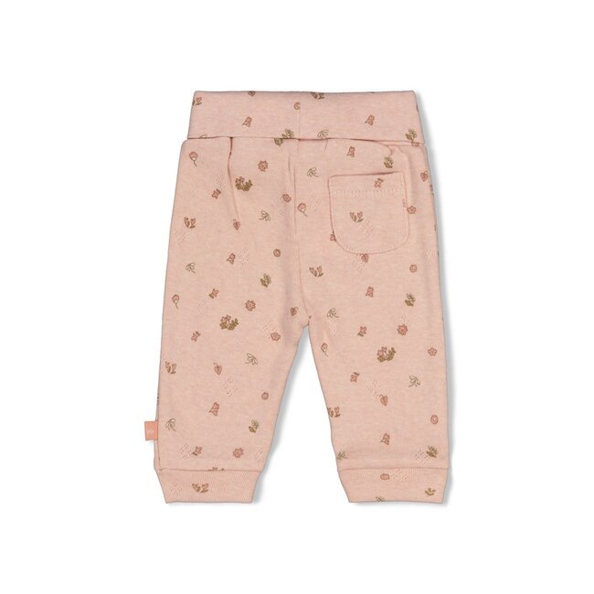 Feetje , Broek pointelle rib AOP - Fall in Love - Roze melange