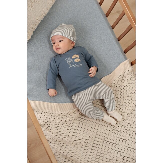 Feetje , Broek rib met streep - Breakfast Buddy - Blauw