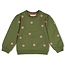 Jubel , Sweater met borduursels - Moon Flowers - Olijf