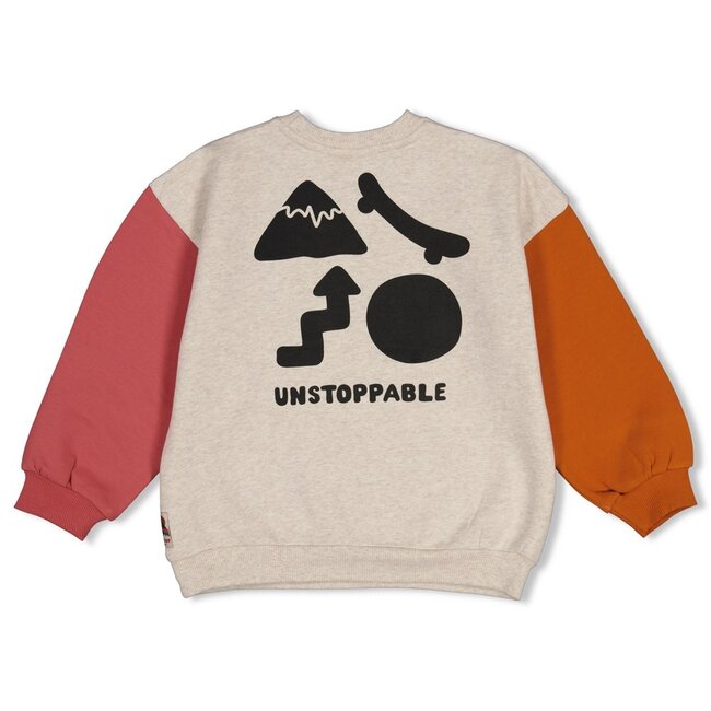 Sturdy , Sweater met backprint oversized - Mountain top - Offwhite melange