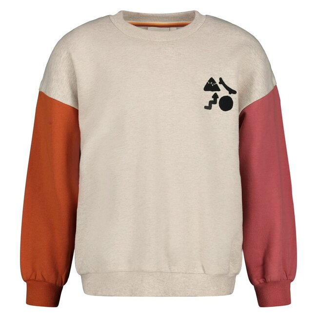 Sturdy , Sweater met backprint oversized - Mountain top - Offwhite melange