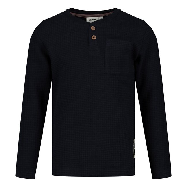 Sturdy , Longsleeve wafelstructuur - Rock the Earth - d.Blauw