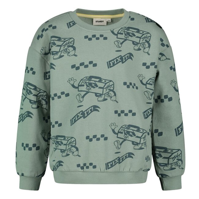 Sturdy , Sweater AOP relaxed fit - Fix It - Jade Groen