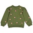 Jubel , Sweater met borduursels - Moon Flowers - Olijf