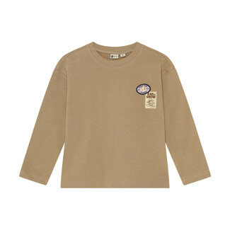 Daily7 Daily7, T-shirt Longsleeve Badge - Brown, Plaza Taupe