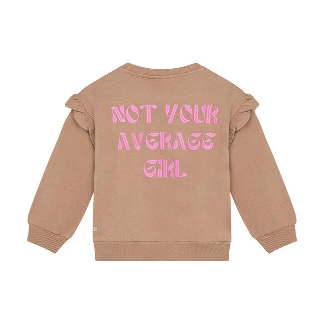Daily7, Sweater Backprint Ruffle - Brown, Affogat