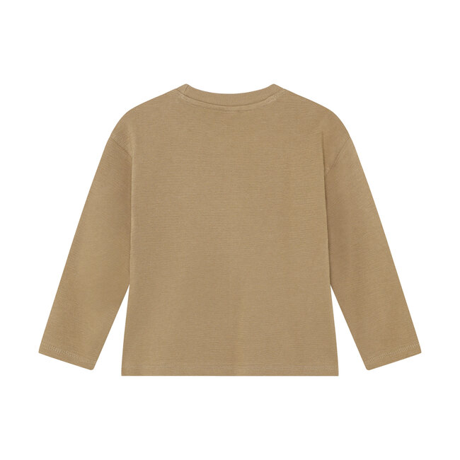 Daily7, T-shirt Longsleeve Badge - Brown, Plaza Taupe