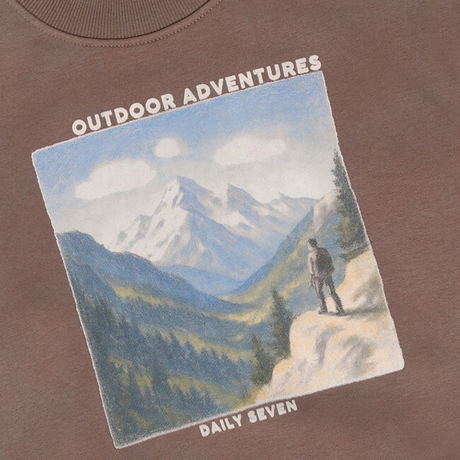 Daily7, Oversized Sweater Print - Brown, Almond Brown