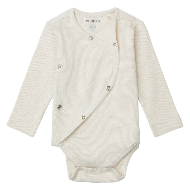 Noppies,  U Romper rib Nino LS -  Oatmeal Melange