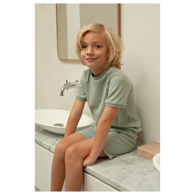 Feetje shortama wafel - Summer Special zeegroen