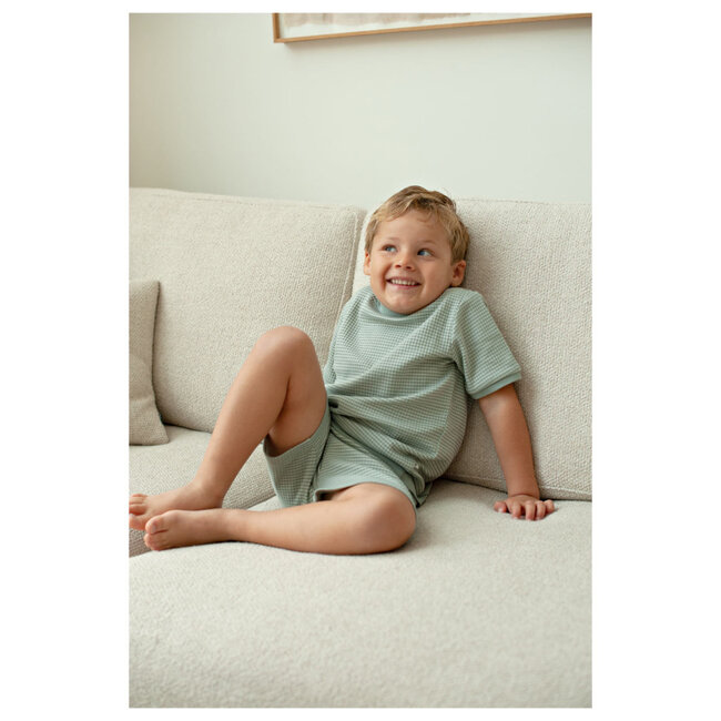 Feetje shortama wafel - Summer Special zeegroen