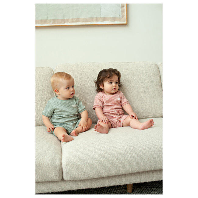 Feetje shortama wafel - Summer Special zeegroen