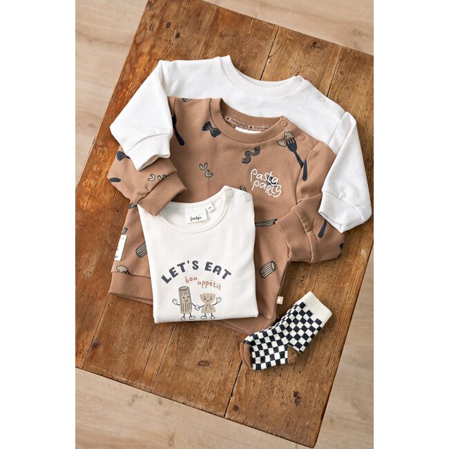 Feetje , Sweater relaxed fit - Pasta Party - Offwhite melange