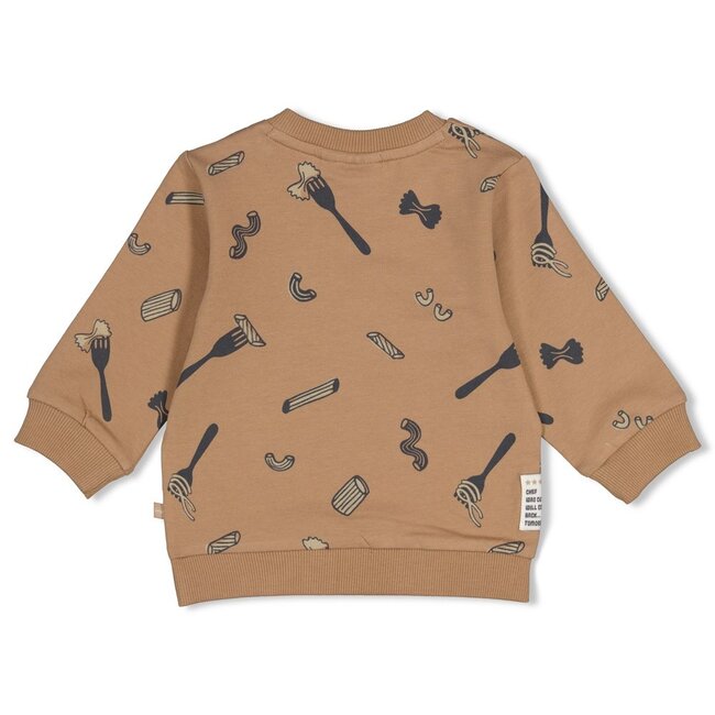 Feetje , Sweater AOP - Pasta Party - Camel