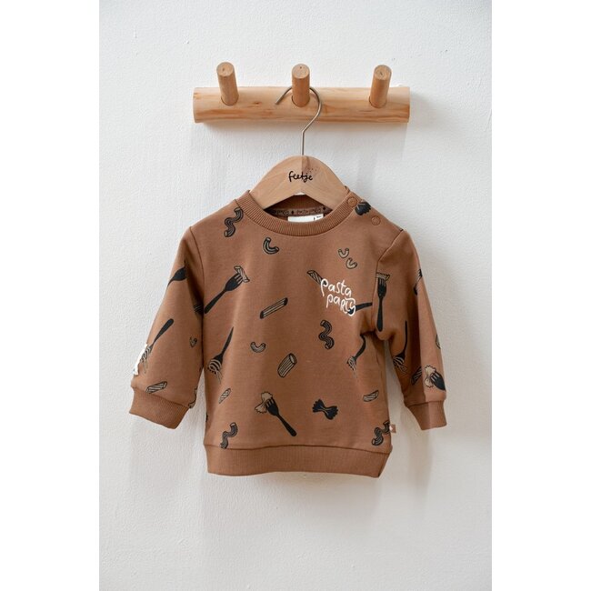 Feetje , Sweater AOP - Pasta Party - Camel