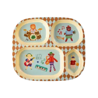 Rice Kinderbord met 4 Compartimenten - Mint - Music Band