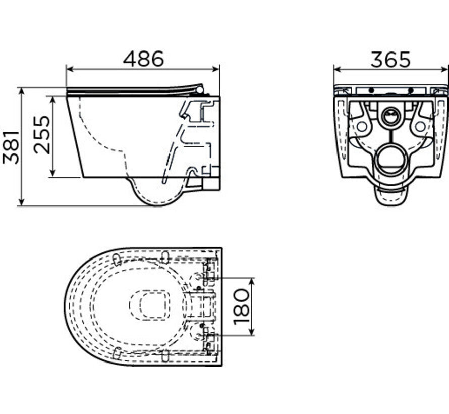 ORVIA hangend toilet + zitting mat zwart
