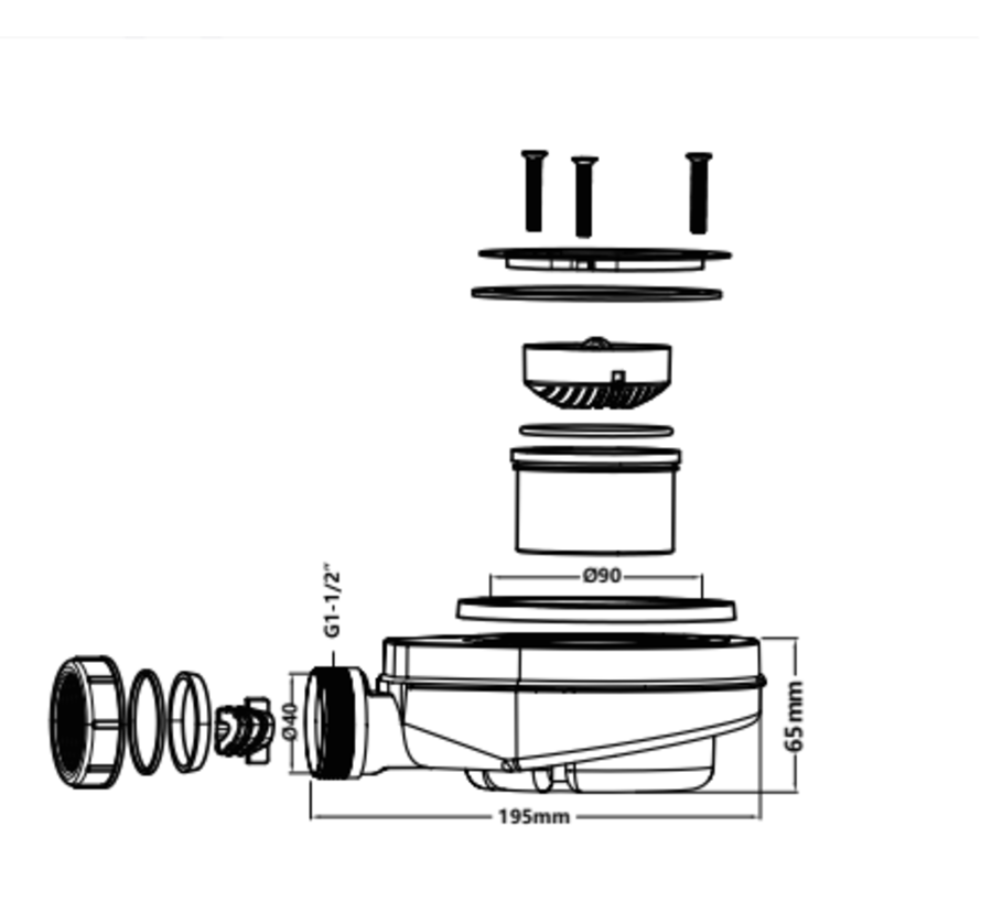 Sifon voor Florida SMC douchebak