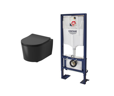 ORVIA ORVIA hangend toilet + zitting mat zwart