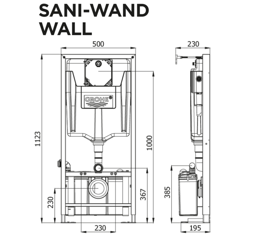 Sani-Wand Wall GROHE + Hangend toilet