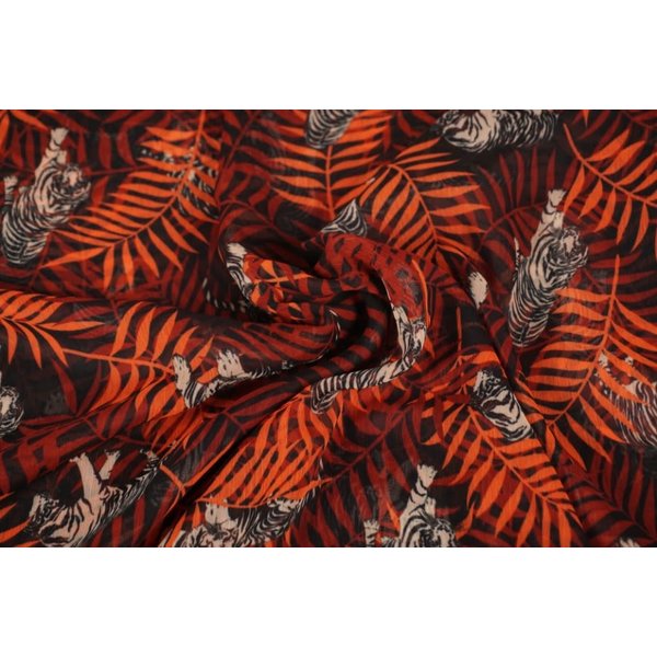 SALE Chiffon stof  met print van tijgers