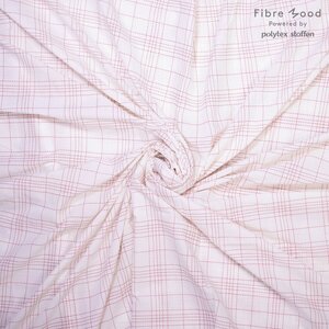 Popeline in ecru met rode stiksteken