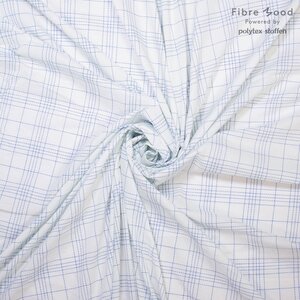 Popeline in ecru met blauwe stiksteken