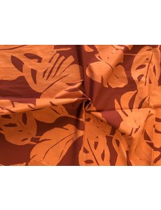  Coupon 464 Katoen brique met oranje bladeren 150 x 150 cm